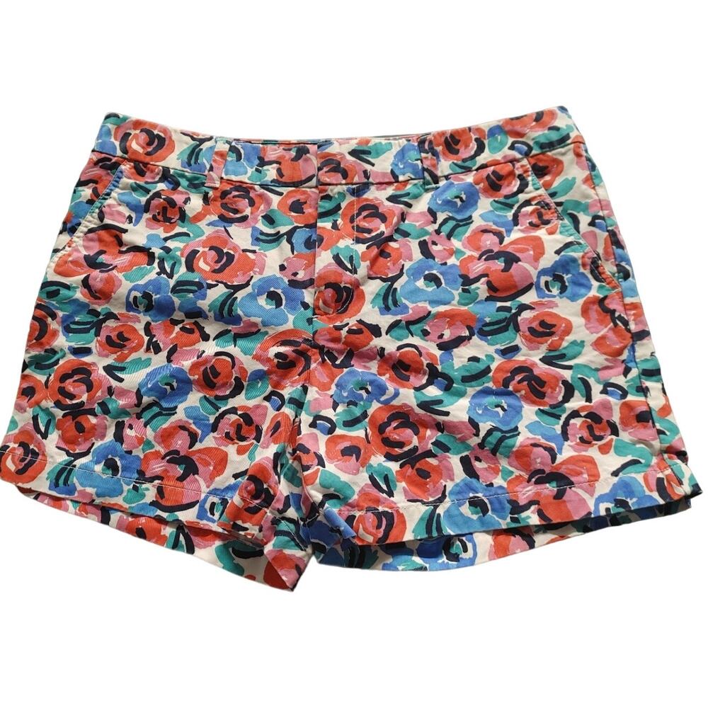 Tommy Hilfiger Womens Shorts Chino Floral Poppy Multicolor Sz 14